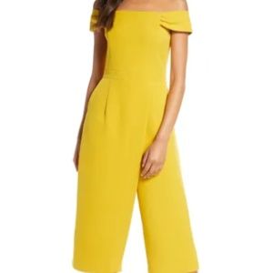 Adelyn Rae Roxanne Off the Shoulder Crop Jumpsuit